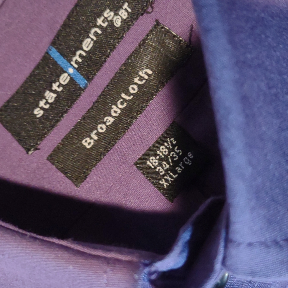 NWOT Men Purple Dress Shirt by STATEMENT. 18.5 - Picture 6 of 6